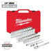 Milwaukee 1/4 in. drive Metric/SAE Mechanics Socket and Ratchet Set 50 pc 48-22-9004, main product view