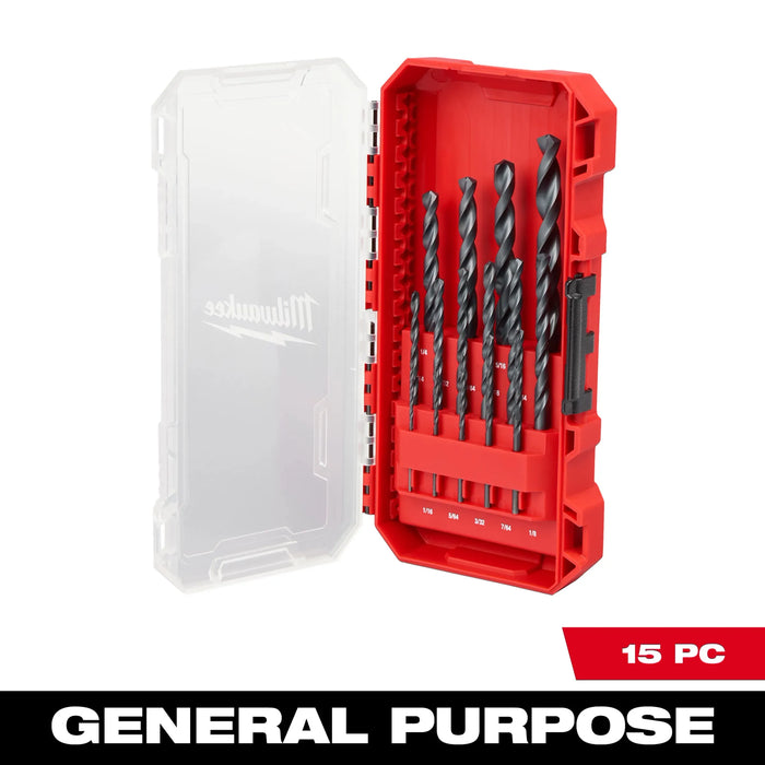 Milwaukee Thunderbolt Black Oxide Drill Bit Set 3-Flat Shank 15 pc 48-89-2803, main product view