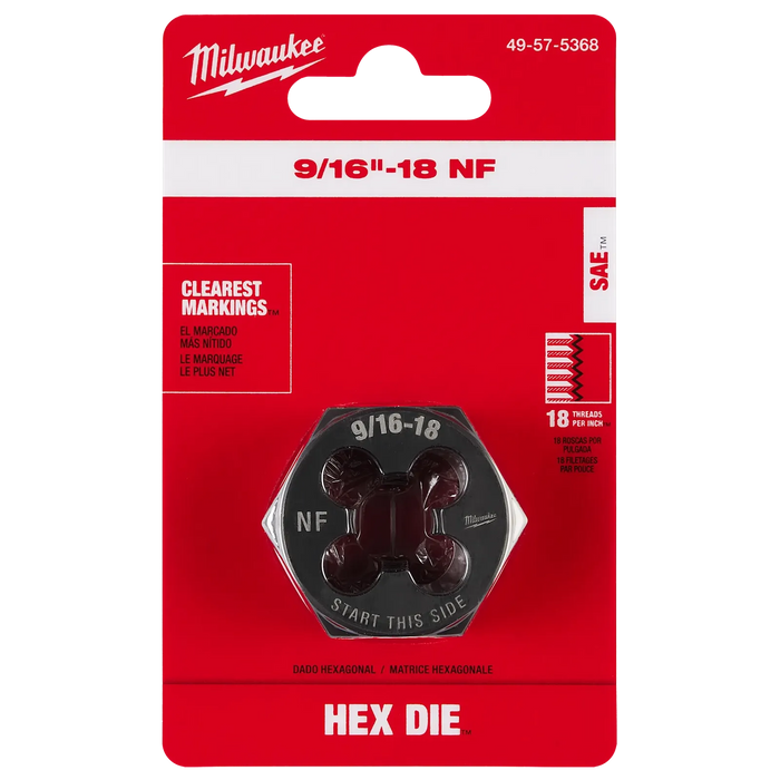 Milwaukee 9/16"-18 NF 1-7/16" Hex Threading Die 49-57-5368
