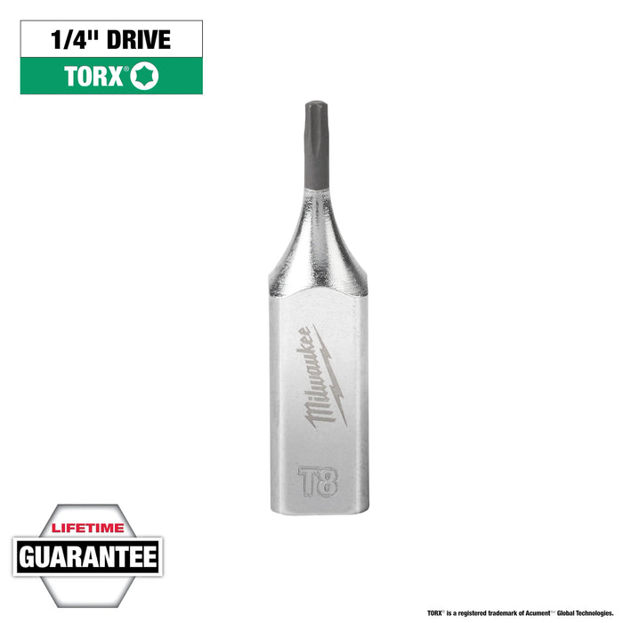 Milwaukee 1/4in. Drive T8 TORX® Bit Socket, 45-34-1000, main product view