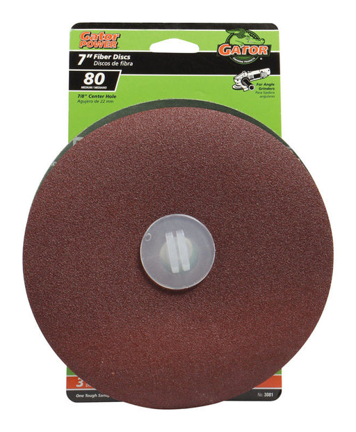 Gator 7 in. Aluminum Oxide Center Mount Fiber Disc 80 Grit Coarse 3 pk