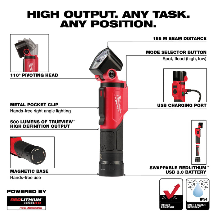 Milwaukee 2113-21 REDLITHIUM™ USB Pivoting Flashlight