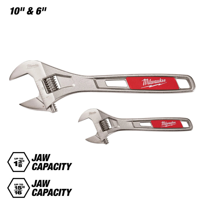 Milwaukee SAE Adjustable Wrench Set 13.50 in. L 2 pc 48-22-7400, main product view