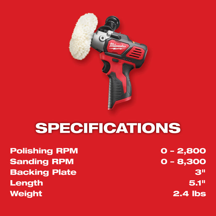 Milwaukee 2438-22X M12™ Variable Speed Polisher/Sander Kit