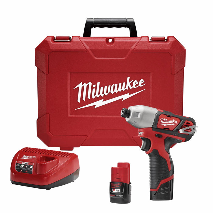Milwaukee M12 1/4 in. Cordless Brushed Impact Driver Kit (Battery & Charger) 2462-22, main product view