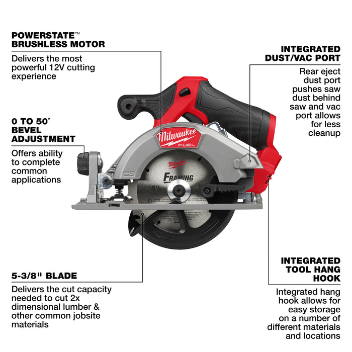 Milwaukee 2521-21HO M12 FUEL™ 5-3/8” Circular Saw Kit