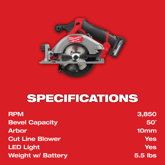 Milwaukee 2521-21HO M12 FUEL™ 5-3/8” Circular Saw Kit