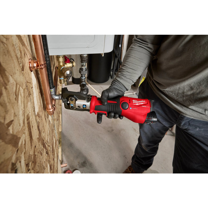 Milwaukee M12 press tool on the job