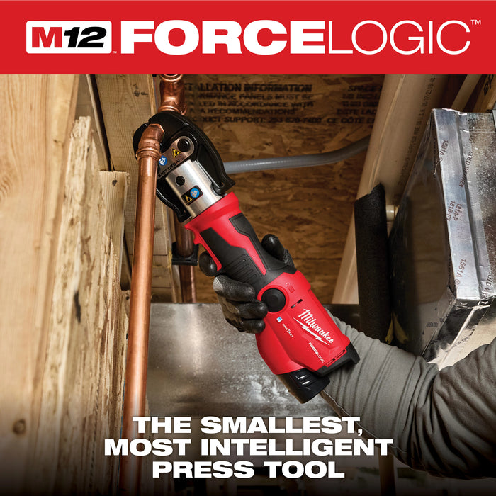 Milwaukee M12 FORCE LOGIC press tool in use