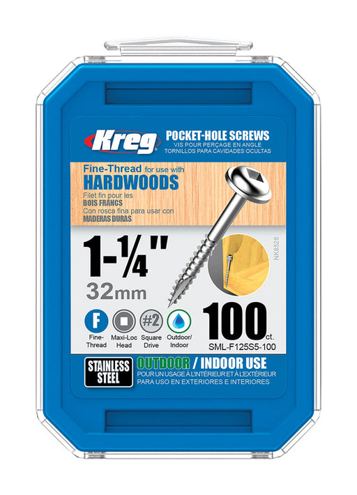 Kreg No. 8 X 1-1/4 in. L Square Fine Pocket-Hole Screw 100 pk