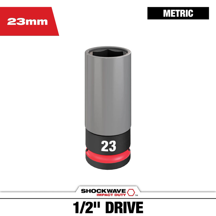 Milwaukee SHOCKWAVE™ Impact Duty 1/2 Drive 23MM Metric Lug Nut Wheel Socket, 49-66-7808, main product view
