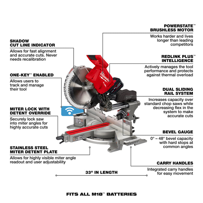 Milwaukee 2739-21HD M18 FUEL™ 12" Dual Bevel Sliding Compound Miter Saw