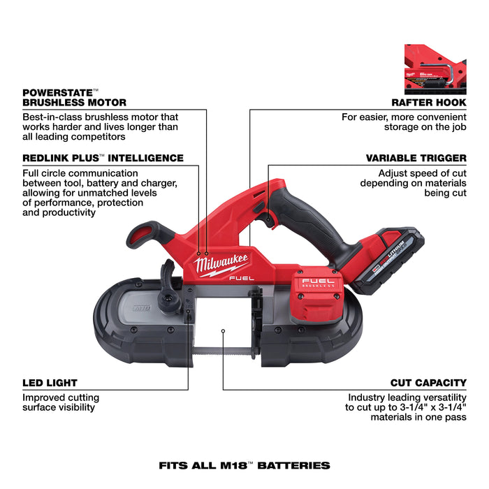 Milwaukee 2829-22 M18 FUEL™ Compact Band Saw Kit