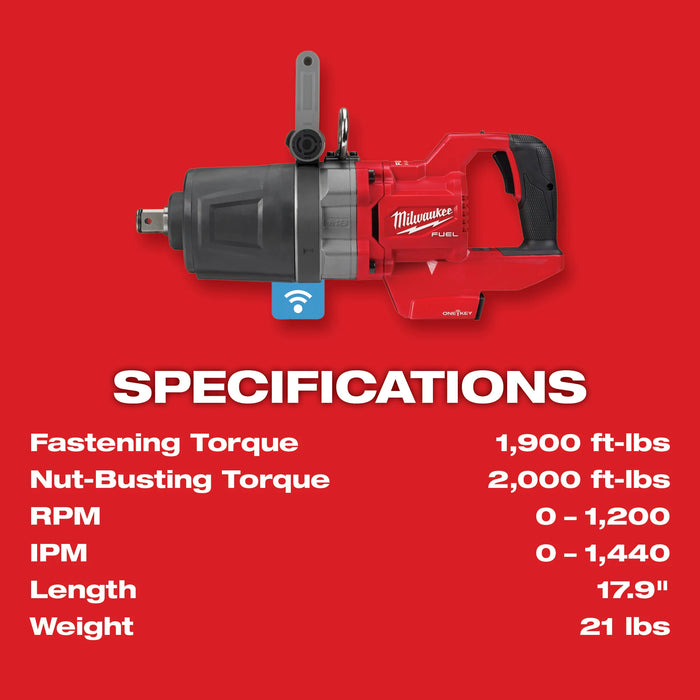 Milwaukee 2868-20 M18 FUEL™ 1" D-Handle High Torque Impact Wrench w/ ONE-KEY™