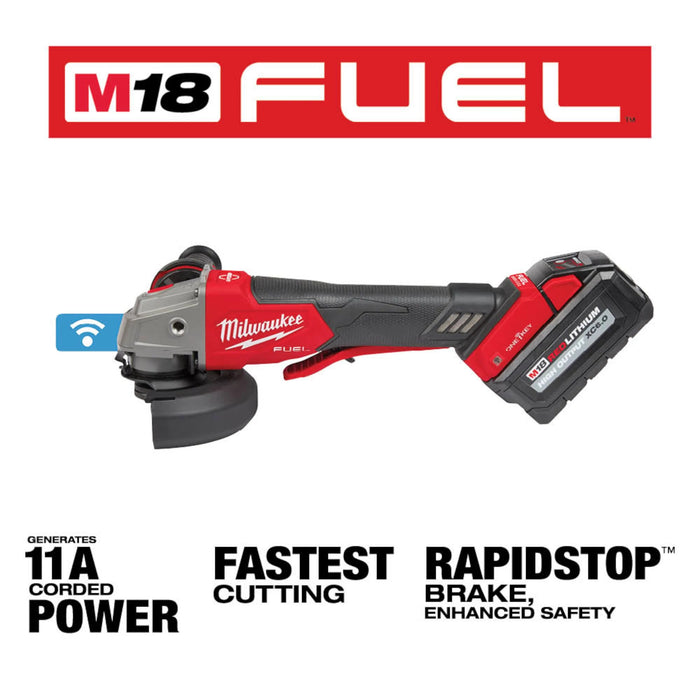 Milwaukee 2882-22 M18 FUEL™ 4-1/2" / 5" Braking Grinder w/ ONE-KEY™ Paddle Switch, No Lock