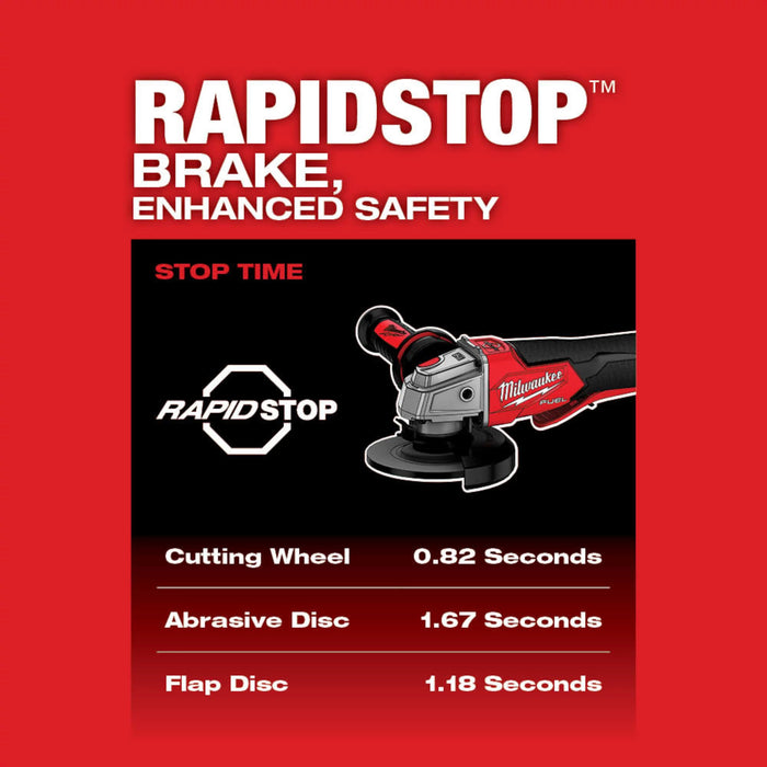 Milwaukee 2882-22 M18 FUEL™ 4-1/2" / 5" Braking Grinder w/ ONE-KEY™ Paddle Switch, No Lock