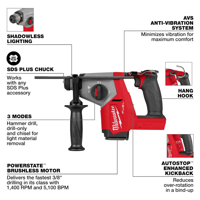 Milwaukee M18 FUEL™ 5/8" SDS Plus Rotary Hammer, 2908-20