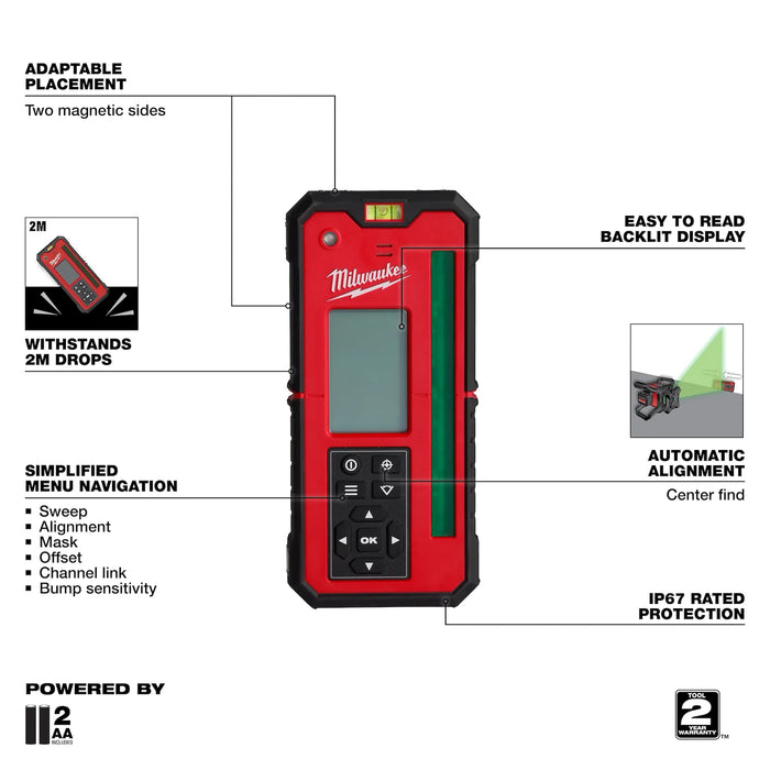 Milwaukee M18™ Red Exterior Rotary Laser Level Kit w/ Receiver, Tripod, & Grade Rod 3701-21T