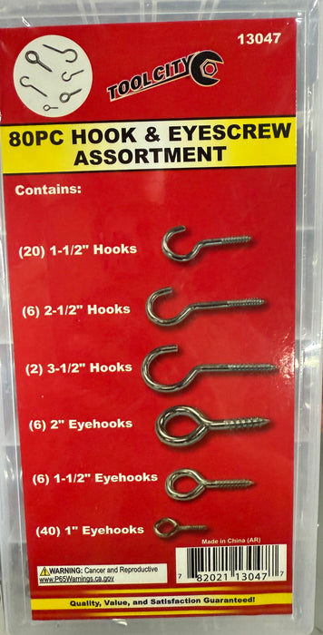 80PC HOOK & EYESCREW ASSORTMENT