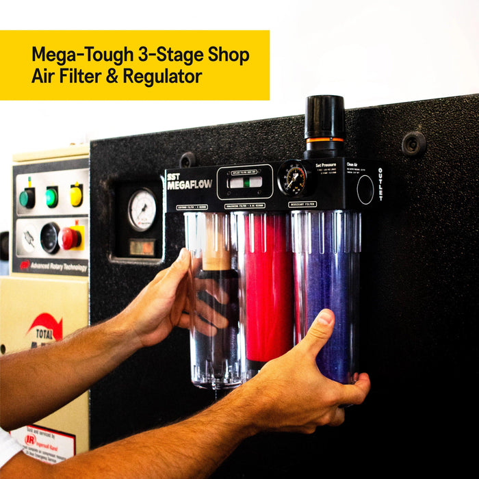 SST003  MEGAFLOW is a Mega-Tough 3-Stage Shop Air Filter & Regulator