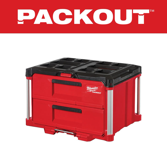 Milwaukee PACKOUT 22 in. Modular 2-Drawer Tool Box Black/Red 48-22-8442, main product view