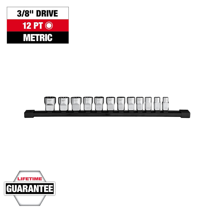 Milwaukee 12pc 3/8” Drive 12-Point Metric Socket Set 48-22-9520, main product view
