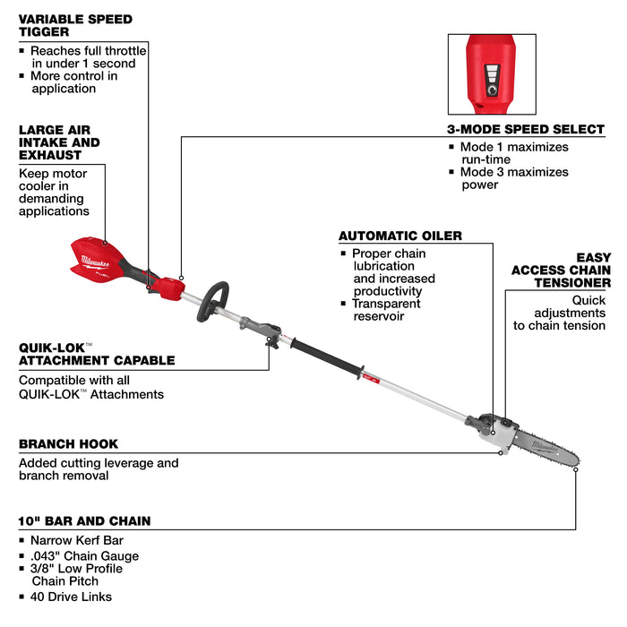 Milwaukee 3016-20PS M18 FUEL™ QUIK-LOK™ Pole Saw