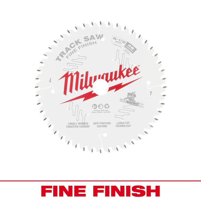 Milwaukee 6-1/2 in. D X 20 mm Tungsten Carbide Track Saw Blade 48 teeth 1 pk 48-40-0627, main product view