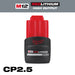 Milwaukee M12 RedLithium CP 2.5 Ah Lithium-Ion High Output High Capacity Battery Pack 1 pc 48-11-2425, main product view