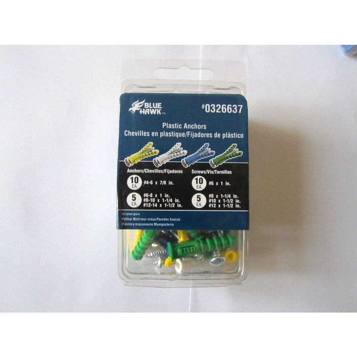 Blue Hawk 50-Piece All-Purpose Plastic Anchors Set 200L