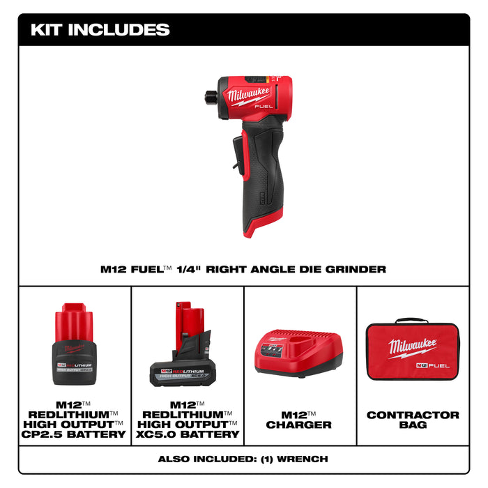 Milwaukee 3485-22 M12 FUEL™ 1/4" Right Angle Die Grinder Kit