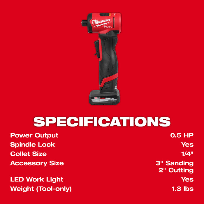 Milwaukee 3485-22 M12 FUEL™ 1/4" Right Angle Die Grinder Kit