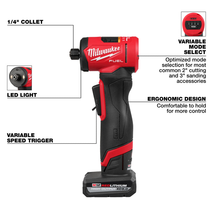 Milwaukee 3485-22 M12 FUEL™ 1/4" Right Angle Die Grinder Kit