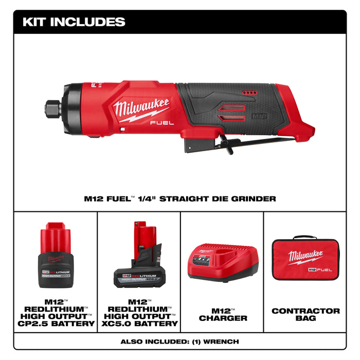 Milwaukee 3486-22 M12 FUEL™ 1/4" Straight Die Grinder Kit