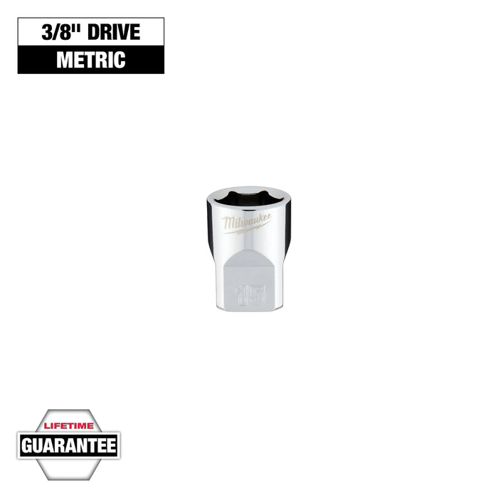 Milwaukee 15 mm X 3/8 in. drive Metric 6 Point Standard Socket 1 pc 45-34-9085, main product view