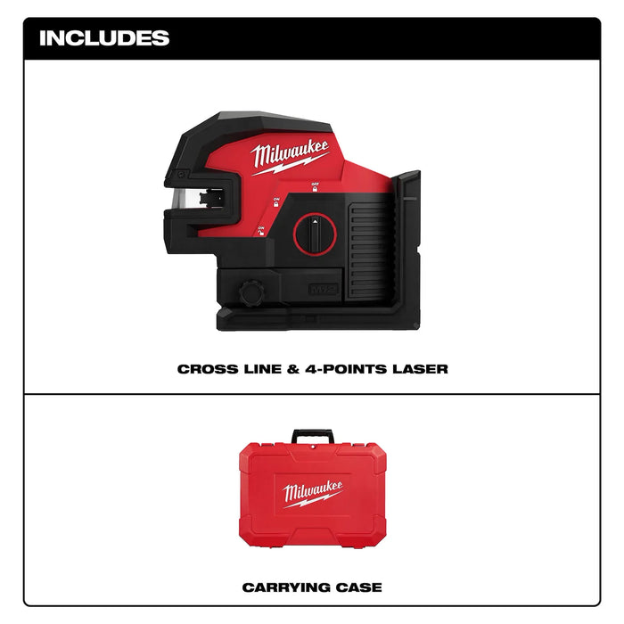 Milwaukee M12™ Green Laser – Cross Line & 4-Points ,3624-20