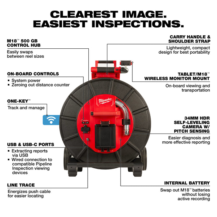 Milwaukee 3974-22 M18™ 200’ Stiff Modular Pipeline Inspection System