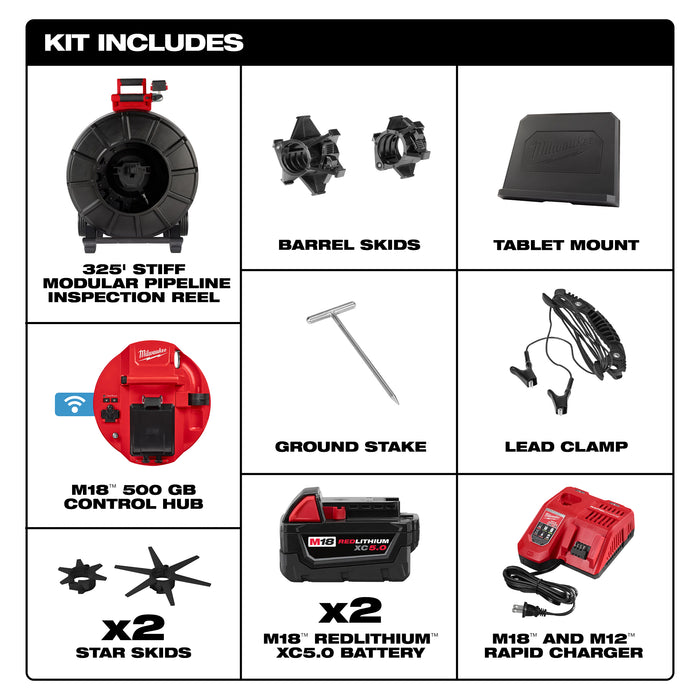 Milwaukee 3976-22 M18™ 325’ Stiff Modular Pipeline Inspection System