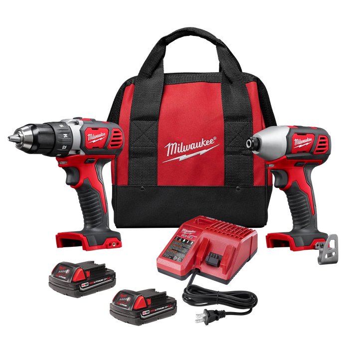 Milwaukee M18 Cordless Brushed 2 Tool Drill/Driver and Impact Driver Kit 2691-22, main product view