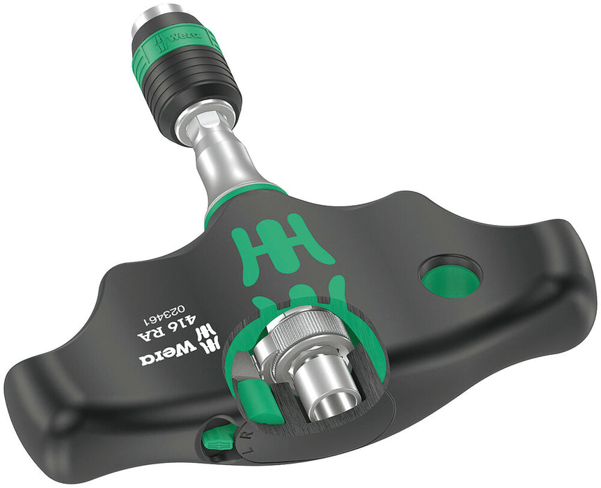 416 RA T-handle bitholding screwdriver with ratchet function and Rapidaptor quick-release chuck