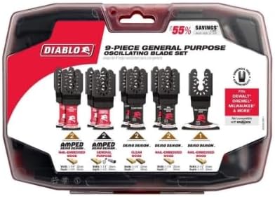 Diablo 9-Piece Universal Fit Oscillating Blade Set - Includes Carbide and Bi-Metal Blades for Wood, Metal, Plastics and Drywall - DOU9S