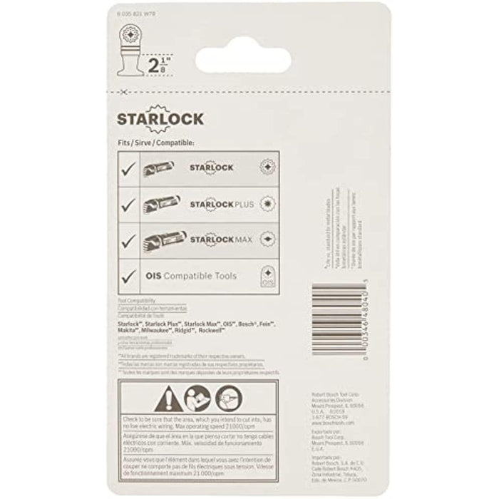 BOSCH OSL212F 1-Piece 2-1/2 In. Starlock Oscillating Multi Tool All Purpose Bi-Metal Plunge Cut Blade for Applications in Wood, Wood with Nails, Drywall, PVC, Metal (Nails and Staples)