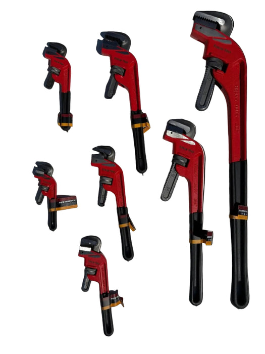Florida Tools Drop Forged Steel Heavy Duty Pipe Wrench 7-Piece Bundle- 45 Degree Offset