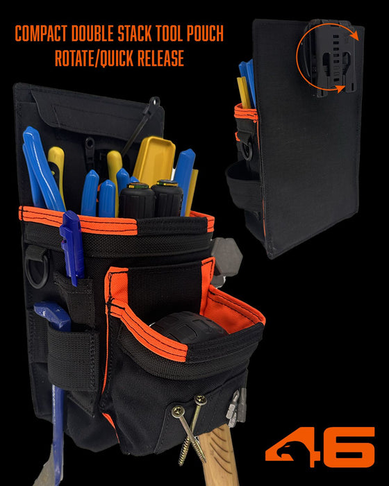 Compact Double Stack Tool Pouch ROTATE/QUICK RELEASE Black/Orange