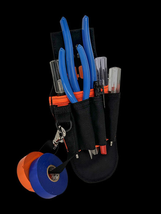 7 Pocket Electricians Pouch ROTATE/QUICK RELEASE Black/Orange