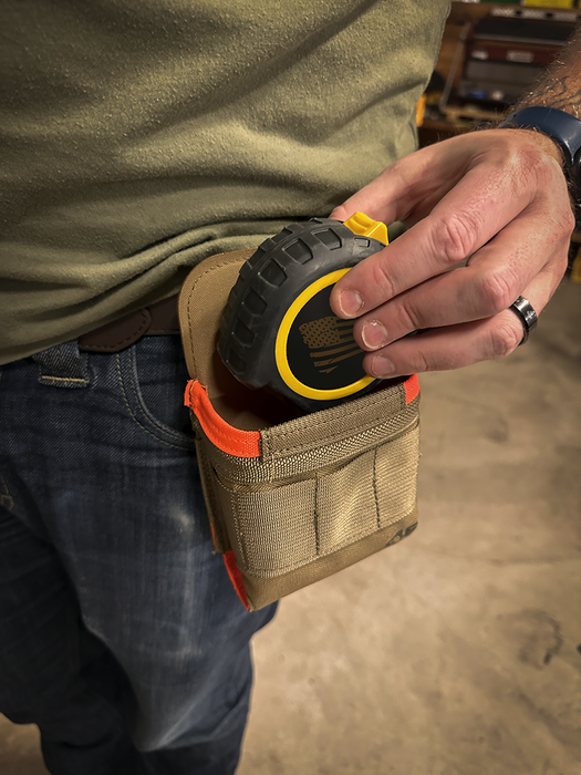 Large Pro-Flex™ Tape Measure Pouch ROTATE/QUICK RELEASE Coyote/Orange