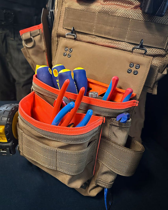 Screw and Nail Attachment Pouch ROTATE/QUICK RELEASE Coyote/Orange