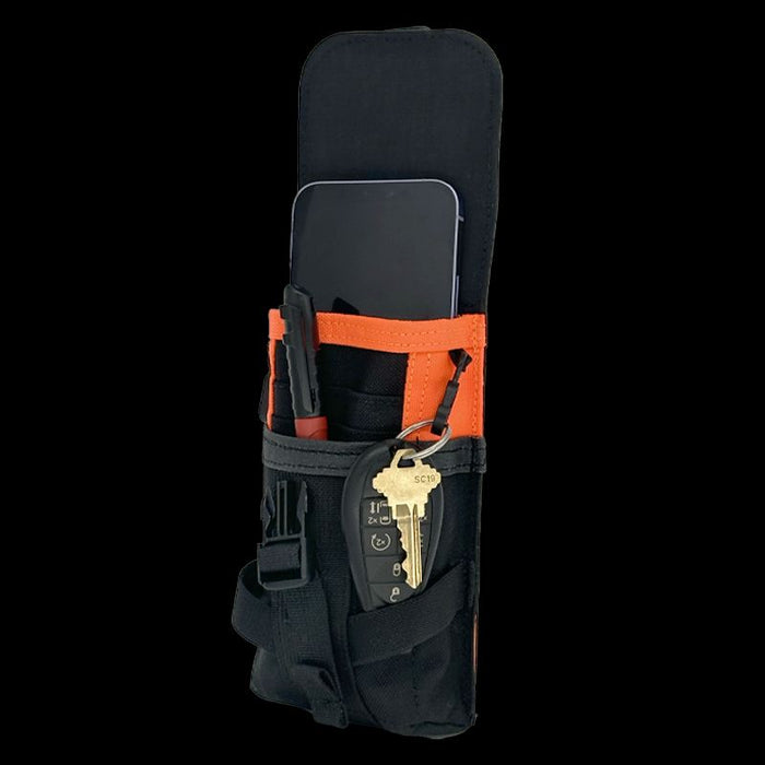 Flapped Mobile Phone Pouch ROTATE/QUICK RELEASE Black/Orange