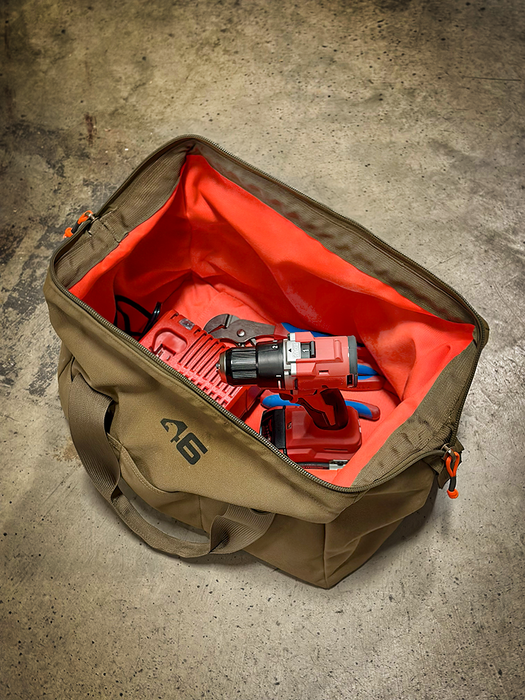 Wide-Mouth Tool Tote Hi Viz Interior Coyote/Orange