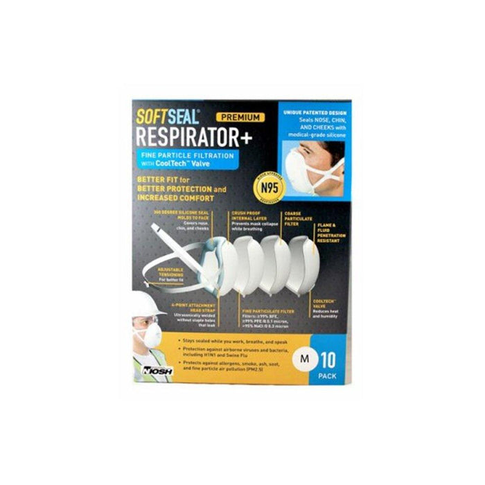 Softseal 16-90084 Medium White Premium N95 Respirator With Valve 10 Count